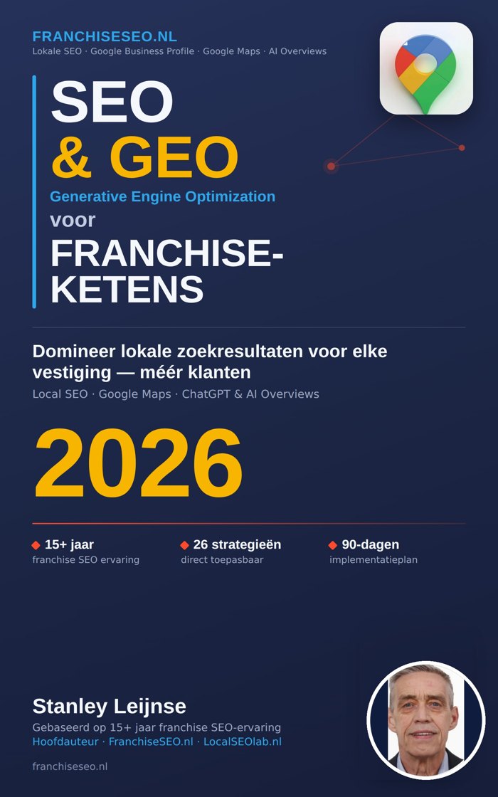 Boekcover SEO & GEO voor Franchiseketens 2026 door Stanley Leijnse